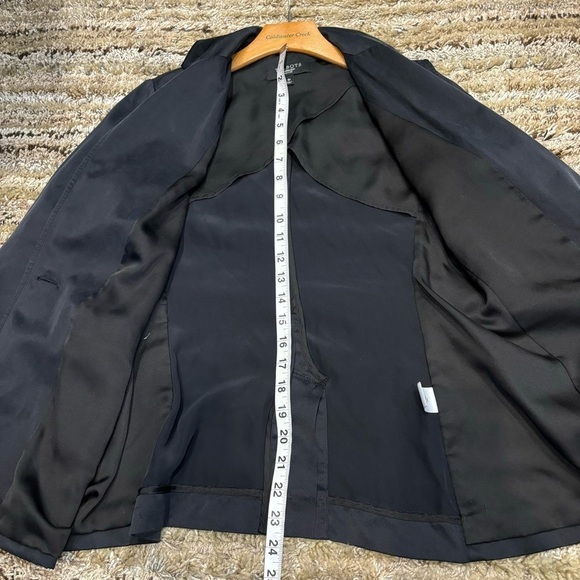 Talbots 8P Silk Blazer Black Jacket Lined Unstructured - Picture 10 of 11